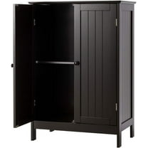RONG-3 Bathroom Floor Cabinet, Wooden Storage Cabinet with Double Doors, Suitable for Bathroom, Living Room, Entryway,Brown