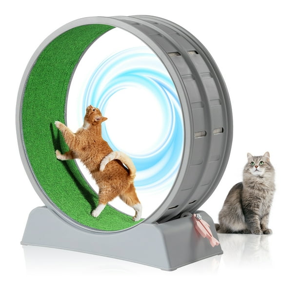 RONG-3 Cat Exercise Wheel Treadmill Exerciser for Indoor Cats Love Kitty Running Toy Walking Training for Fitness Weight Loss Device Suitable for Most Cats Physical Exercise Activity,L-Gray