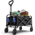 thumbnail image 1 of RONG-3 Collapsible Foldable Heavy Duty Utility Wagon Cart with Larger Capacity - Perfect for Shopping, Sports Events, Grocery, Moving, Camping, Laundry, Beach - Black, 1 of 7