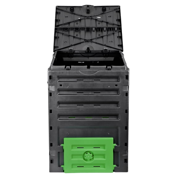 RONG-3 Compost Bin Outdoor, Chamber Tumbling Composting Bin with Sliding Doors, Tumbler Rotating Batch Composter Bin for Garden Kitchen Yard,120 GAL