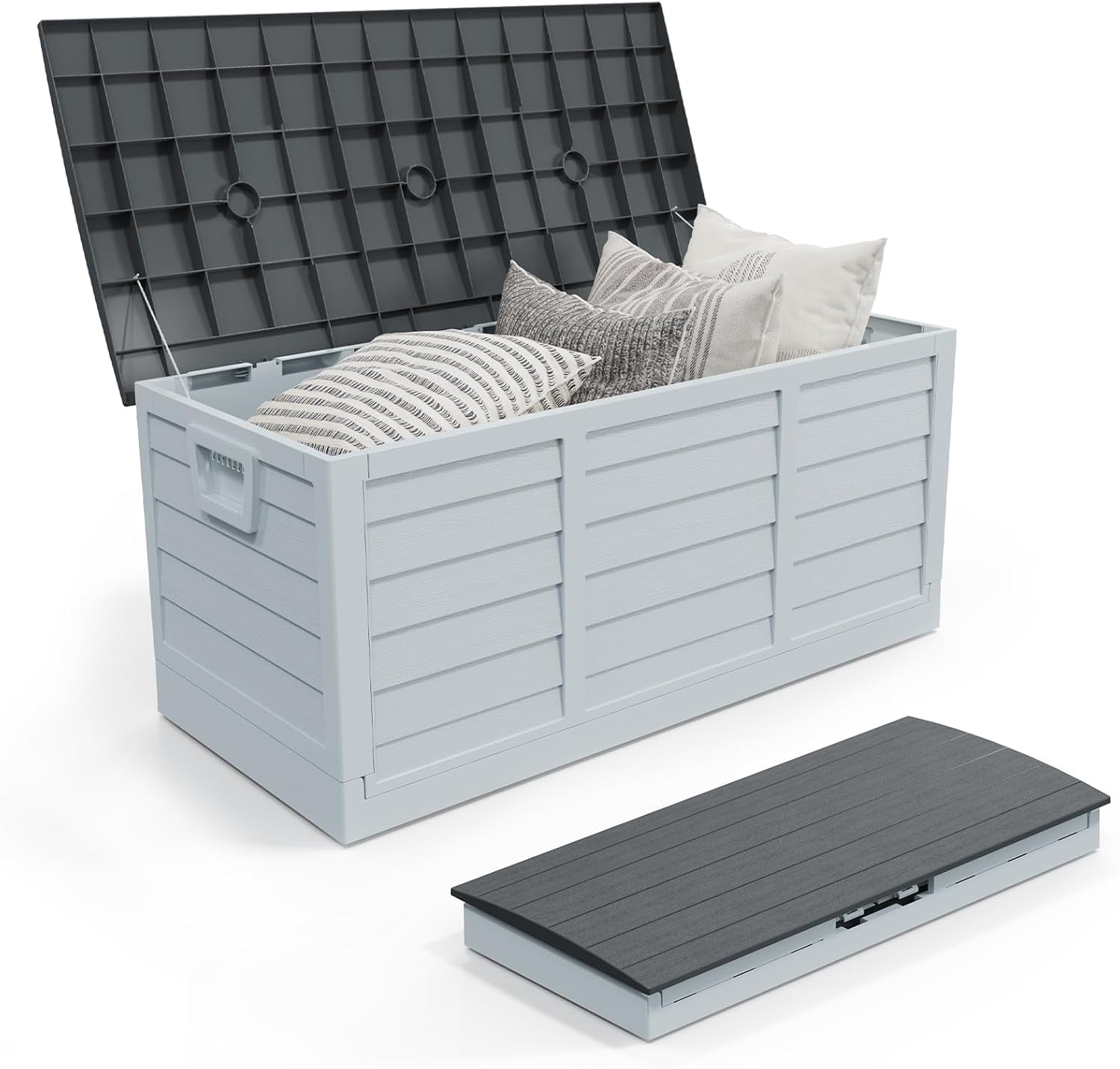 RONG-3 Foldable 75 Gallon Outdoor Storage Box, Plastic Storage ...
