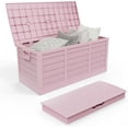 thumbnail image 1 of RONG-3 Foldable 75 Gallon Outdoor Storage Box, Plastic Storage Containers with Lid, Patio Deck Box Furniture for Garden, Pool, Balcony, Yard (Pink), 1 of 9