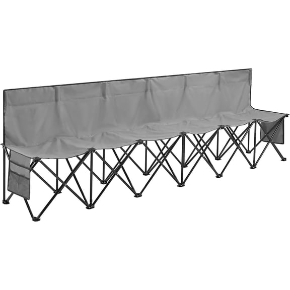 RONG-3 Foldable Sideline Bench 600D Oxford Double Layer Fabric,Heavy-Duty Foldable Sideline Bench with 600D Oxford Double-Layer FabricGrey,6 Seats