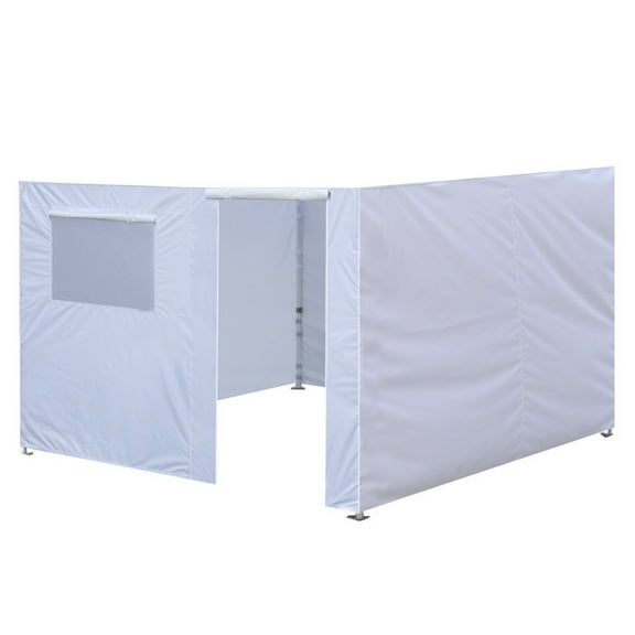 RONG-3 Full Zippered Walls Easy Pop Up Canopy Tent,Enclosure Sidewall Kit with Roller Up Mesh Window and Door  Walls ONLY,NOT Including Frame and Top,white