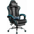 thumbnail image 1 of RONG-3  Gaming Chair, Video Game Chair with Massage Lumbar Support and Footrest Height Adjustable Ergonomic Computer Gaming Chair with Swivel Seat and Headrest,Black/Gray, 1 of 10