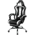 thumbnail image 1 of RONG-3  Gaming Chair, Video Game Chair with Massage Lumbar Support and Footrest Height Adjustable Ergonomic Computer Gaming Chair with Swivel Seat and Headrest,White, 1 of 10