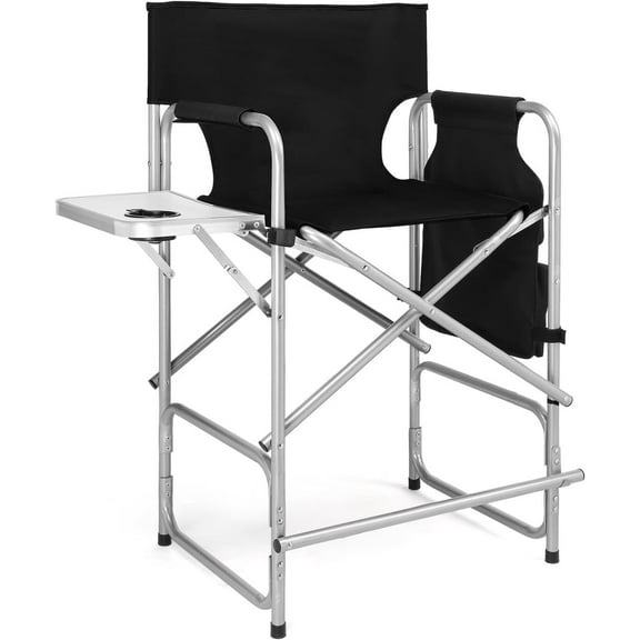 RONG-3 Makeup Chair for Makeup Artist , Chairs Foldable for Clients with Side Table Cup Holder Storage Bag and Footrest, Folding Chair