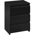 thumbnail image 1 of RONG-3 Nightstand with Drawer, 3 Drawers Bedside Table with Sturdy Base, Wood Bedside Cupboard Accent Table with Storage Space for Bedroom, Easy Assembly, Black, 1 of 10