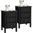 thumbnail image 1 of RONG-3 Nightstand Set of 2,Wooden 3-Drawer Bedside Table with Solid Wood Legs, Bedside Cabinet Cupboard Storage Organizer for Bedroom Home Office Small Space, Easy Assembly, Black, 1 of 7