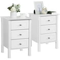 thumbnail image 1 of RONG-3 Nightstand Set of 2,Wooden 3-Drawer Bedside Table with Solid Wood Legs, Bedside Cabinet Cupboard Storage Organizer for Bedroom Home Office Small Space, Easy Assembly, White, 1 of 6