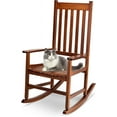thumbnail image 1 of RONG-3 Outdoor Rocking Chair, Solid Wood High Back Rocker, All Weather Lounge Chair for Porch Patio Fire Pit Garden Backyard Deck Indoor, Natural, 1 of 9