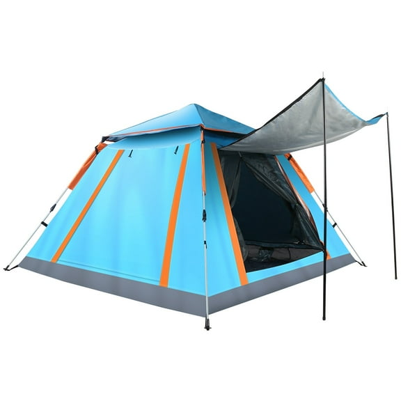 RONG-3 Pop up Tent for Camping,Tent Large Beach Tent Portable Family Camping Light Weight Tent for Backpacking Hiking Traveling with Sun Shade,Blue 4-5 People