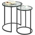 thumbnail image 1 of RONG-3 Round Nesting End Table Set of 2,Stacking Side Tables,Coffee Tables Set w/Metal Frame & Glass Top & Protective Foot Pads for Small Space, Living Room, Office- Black, 1 of 8