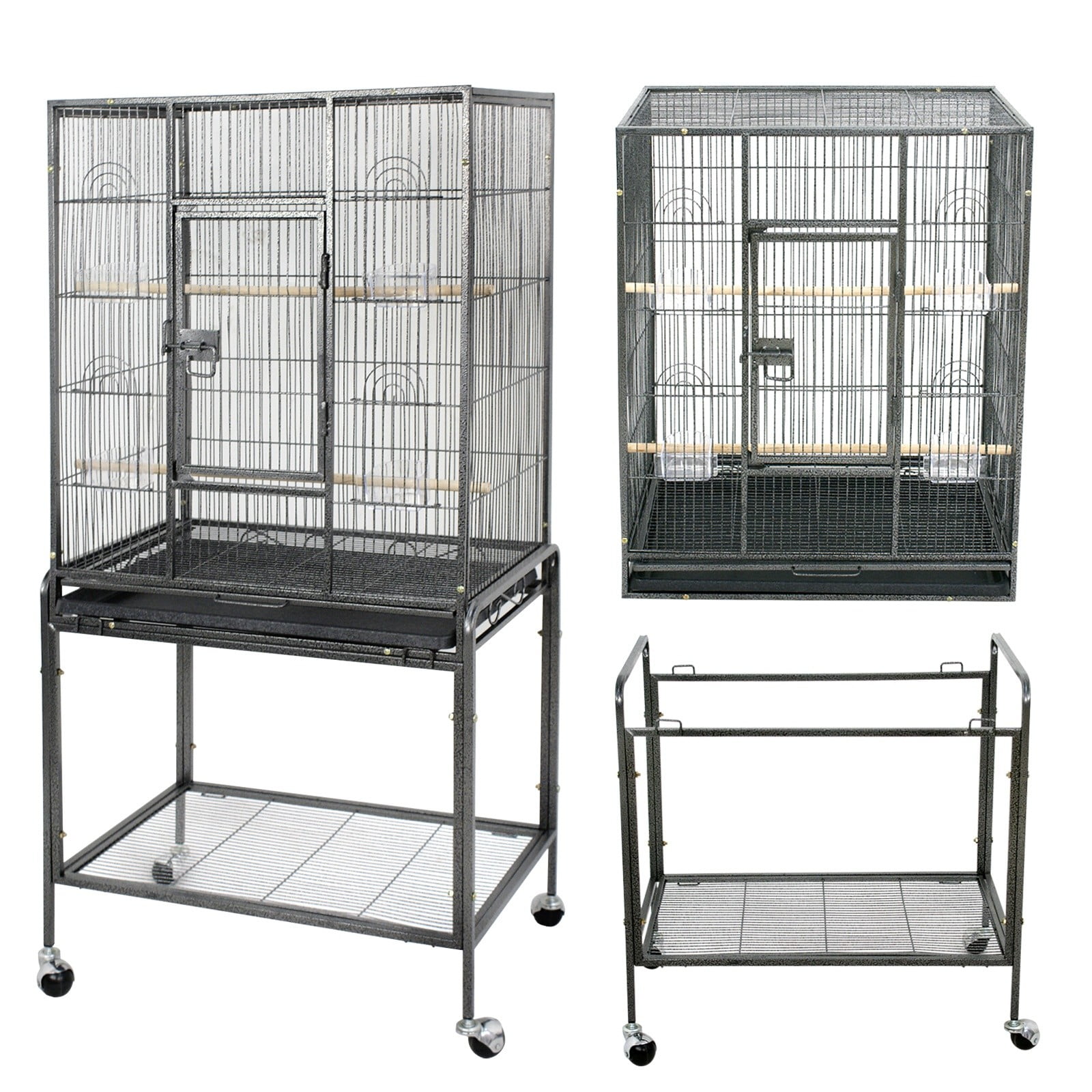 Image showcasing RONG-3 Standing Wrought Iron Birdcage Large Parrot Flight Bird Cage ...