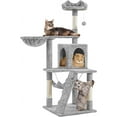 thumbnail image 1 of RONG-3 Sturdy Cat Tree Tower Cozy Kitten Condo Durable Scratching Post with Soft Hammock Basket 54in Indoor Safe Interactive Pet Play Spot,Light Gray, 1 of 9