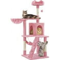 thumbnail image 1 of RONG-3 Sturdy Cat Tree Tower Cozy Kitten Condo Durable Scratching Post with Soft Hammock Basket 54in Indoor Safe Interactive Pet Play Spot,Pink, 1 of 10