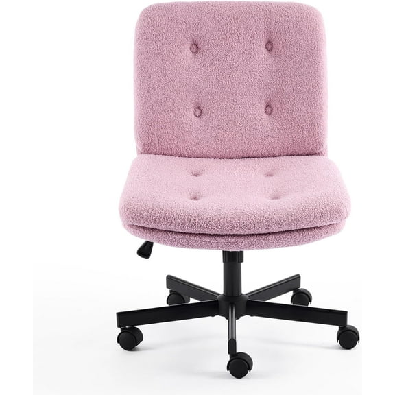 RONG-3 Swivel Armless Criss Cross Chair with Dual-Use Wheels,Adjustable Height Cross-Legged Office Desk Chair, Vanity Chair, Rolling Computer Chair for Home,Light Purple