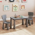 thumbnail image 1 of RONG-3 Table and Chair Set, 3 Piece Plastic Toddler Table and Chairs for Art Craft, Reading, Drawing, Snack Time, Playroom, Preschool, Kindergarten (Gray), 1 of 8