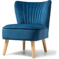 thumbnail image 1 of RONG-3 Velvet Accent Chair, Modern Armless Accent Chair w/Solid Rubber Wood Legs, Upholstered Side Chair Club Sofa Chair Slipper Chair for Living Room Bedroom (Blue), 1 of 7
