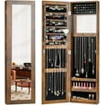 thumbnail image 1 of RONG-3 Wall Mounted Jewelry Cabinet with Full Length Mirror, Over The Door Jewelry Armoire Organizer with Large Storage, Makeup Mirror & Velvet Lining，Rustic Brown, 1 of 10