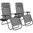 thumbnail image 1 of RONG-3 Zero Gravity Chair Patio Outdoor Adjustable Reclining Folding Chair Lawn Lounge Chair for Deck Beach Yard and Beach with Pillows Set of 2,Grey, 1 of 10