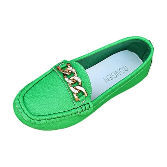 RONGEN Womens Green Loafers Flat Slip-On Shoes Square Toe Rhinestone Chain Detail Casual Comfort Synthetic Faux Leather,Size 5.5