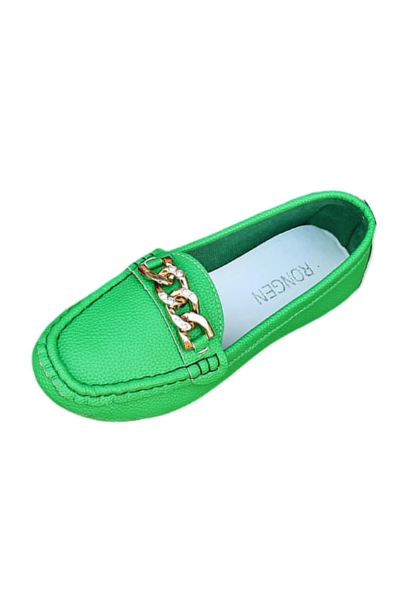 RONGEN Womens Green Loafers Flat Slip-On Shoes Square Toe Rhinestone Chain Detail Casual Comfort Synthetic Faux Leather,Size 6