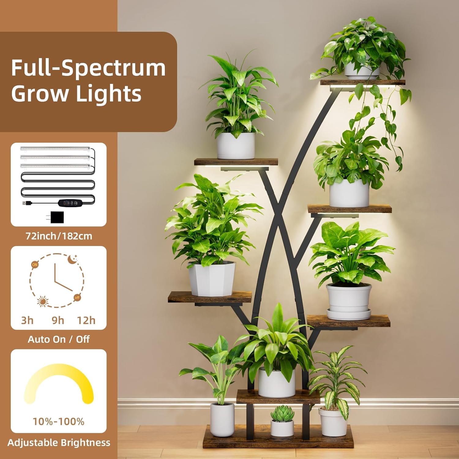 RONGJIANG Plant rack with grow lights - 7-tier corner rack, suitable ...