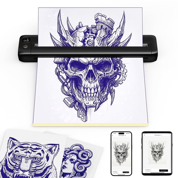 RONGTA F81S Bluetooth Tattoo Stencil Printer with 5 Transfer Papers, Black