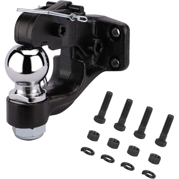 RONGTUO 10-Ton Pintle Hook Trailer Hitch Receiver Combination with 2-5/16" Ball, 20,000 lbs, with Mounting Kit