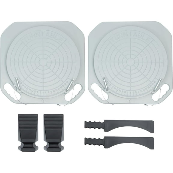 RONGTUO 2PCS Wheel Alignment Turn Plates 3Ton, Aluminum 360 Rotating, with Pads & Blocks