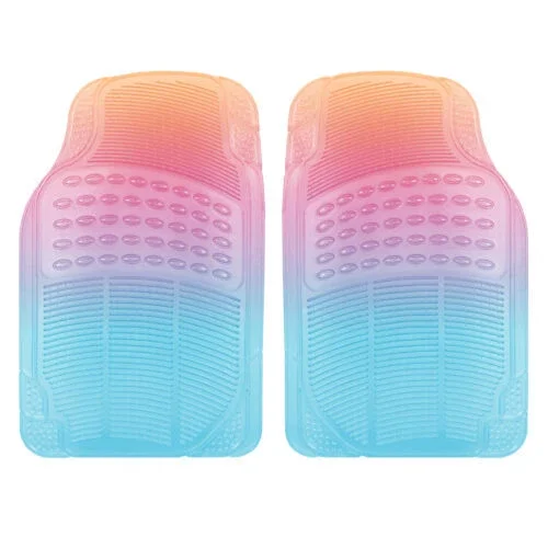 RONGTUO 2pc Rubber Floor Mats for Cars for All Weather Protection Semi Custom