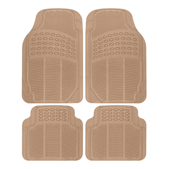 RONGTUO 4 PC Heavy Duty All Weather Car Floor Mats Fits Ford Fusion Semi Custom - Beige