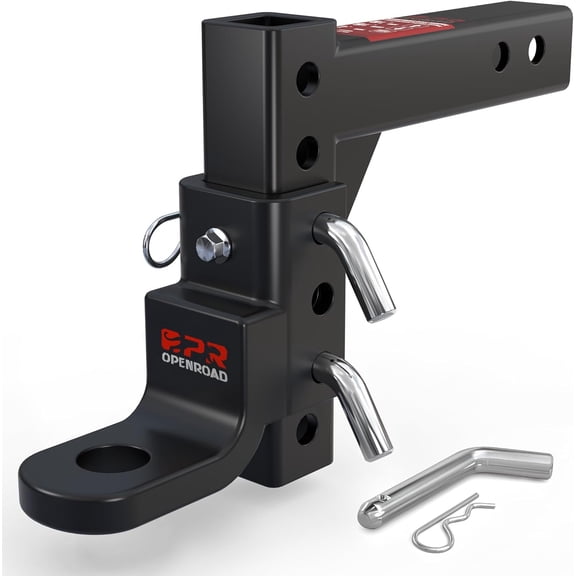 RONGTUO Adjustable Trailer Hitch Ball Mount, Fits 2-Inch Receiver, 1-Inch Hole, 7500 lbs, 9-1/2" Drop/8-1/4" Rise, Heavy Duty Tow Hitch with Screw-in Pin & R-Clip