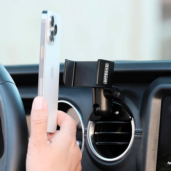 RONGTUO CNC-Machined Aluminum Phone Mount for Jeep Wrangler 2018-2023 & Gladiator 2019-2023 360 Swivel, One-Hand Operation