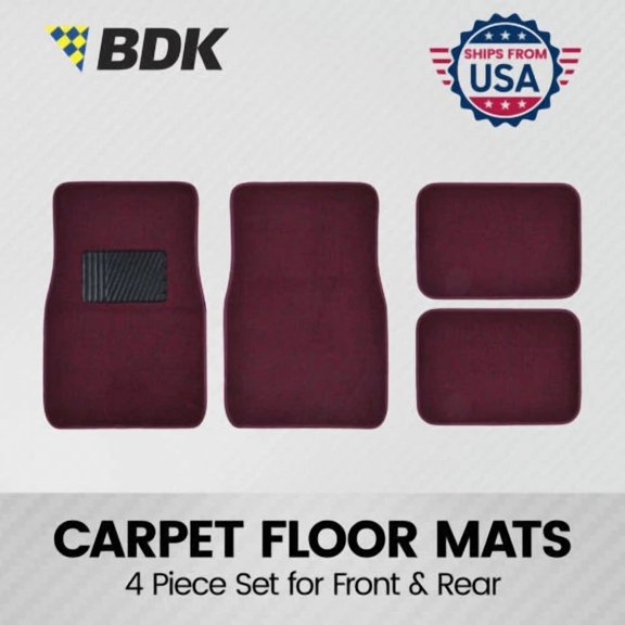 RONGTUO Carpet Auto Floor Mats w/ Heelpad Red 4 Pieces Front Rear Fits Genesis Models