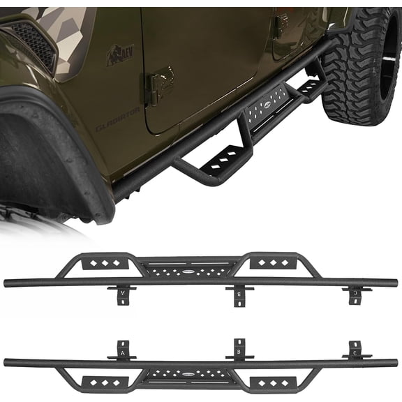 RONGTUO Gladiator Running Board 6.9" Drop Down Side Step Bars for 2020-2026 Jeep Gladiator JT Two Non-Slip Stairs Tubular Rock Slider Rails