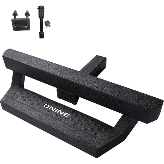 RONGTUO Textured Black Hitch Step with Hitch Lock & Stabilizer, Fits 2" Receiver, Rear Bumper Guard, Hitch Armor