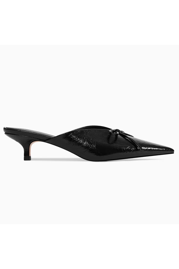 Kitten Heels for Women Heeled Mules Stiletto Pumps Bow Closed Toe Pointed Toe Low Heel Slip on Fashion Metallic Backless Prom Party Dressy