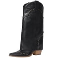 thumbnail image 1 of RONILURN Women's Studded Foldover Western Cowboy Boots | Square Toe Chunky Heel Knee High Boots for Concert Festival Night Out, 1 of 10