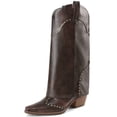 thumbnail image 1 of RONILURN Women's Studded Foldover Western Cowboy Boots | Square Toe Chunky Heel Knee High Boots for Concert Festival Night Out, 1 of 1