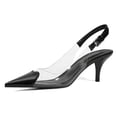 thumbnail image 1 of RONILURN Women's Kitten Heel Pumps Transparent Slingback Closed Pointed Toe Low Heel Dress Shoes Backless Comfortable Clear PVC, 1 of 8