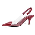 thumbnail image 1 of RONILURN Women's Kitten Heel Pumps Transparent Slingback Closed Pointed Toe Low Heel Dress Shoes Backless Comfortable Clear PVC, 1 of 8