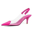 thumbnail image 1 of RONILURN Women's Kitten Heel Pumps Transparent Slingback Closed Pointed Toe Low Heel Dress Shoes Backless Comfortable Clear PVC, 1 of 8