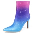 thumbnail image 1 of RONILURN Women's Rhinestone Ankle Boots Pointed Toe Stiletto High Heel Dressy Colorful Gradient Fashion Booties Dress Boots for Party & Special Occasions, 1 of 6