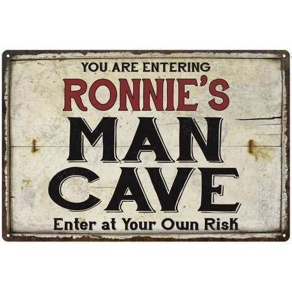 RONNIE'S Man Cave Sign Rustic 12 x 18 Matte Finish Metal 112180035161