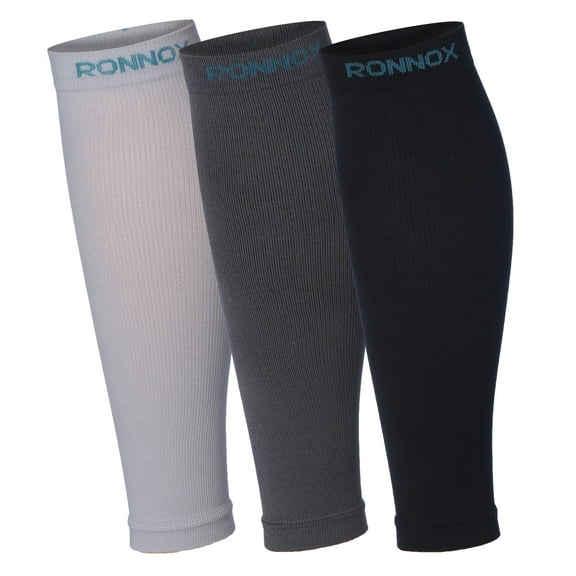 RONNOX Calf Compression Sleeve 3-Pairs (12-14 mmHg is Best Athletic & Medical for Women,Travel,Running,Nurses,Flight,Edema CP02-D-S