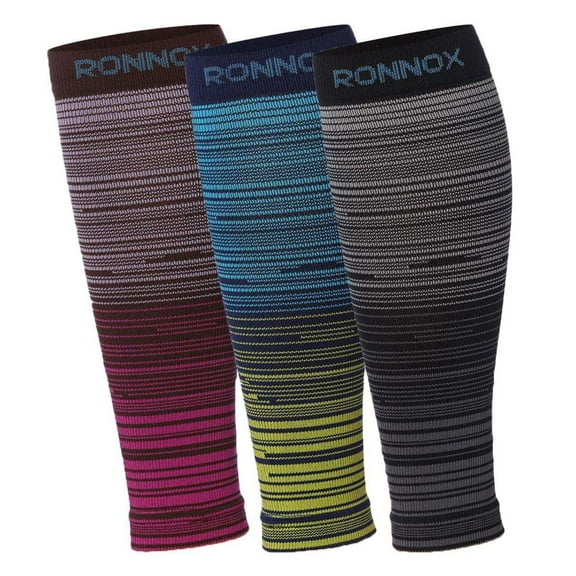 RONNOX Calf Compression Sleeve 3-Pairs (12-14 mmHg is Best Athletic & Medical for Women,Travel,Running,Nurses,Flight,Edema CP16-S