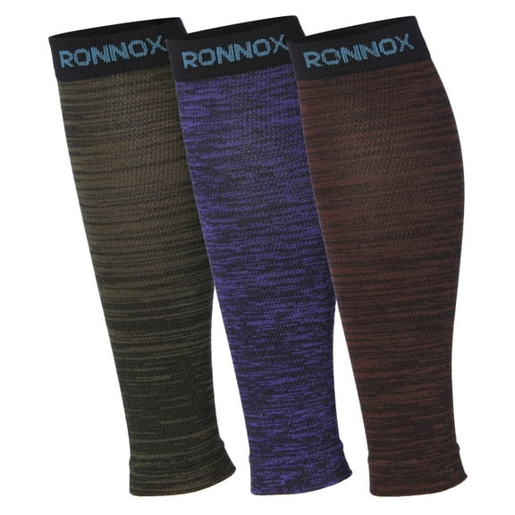 RONNOX Calf Compression Sleeve 3-Pairs (12-14 mmHg is Best Athletic & Medical for Women,Travel,Running,Nurses,Flight,Edema CP24-XL