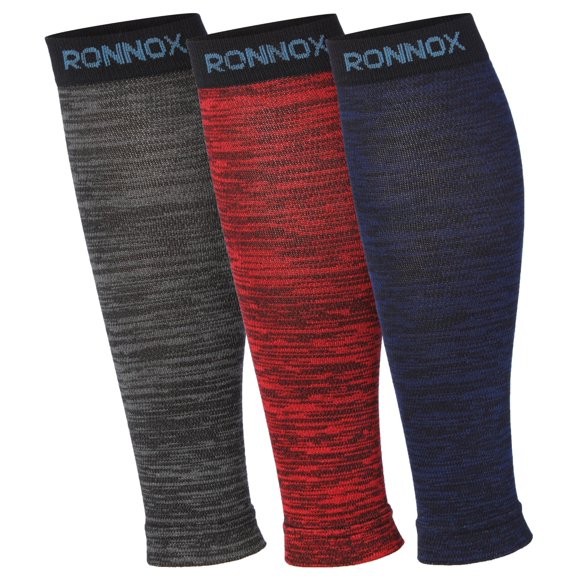 RONNOX Calf Compression Sleeve 3-Pairs (12-14 mmHg is Best Athletic & Medical for Women,Travel,Running,Nurses,Flight,Edema CP25-M